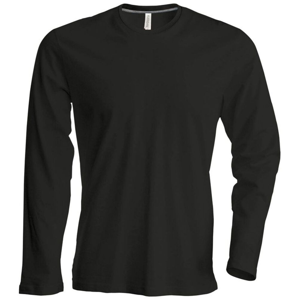 Kariban Mens Slim Fit Long Sleeve Crew Neck / Black